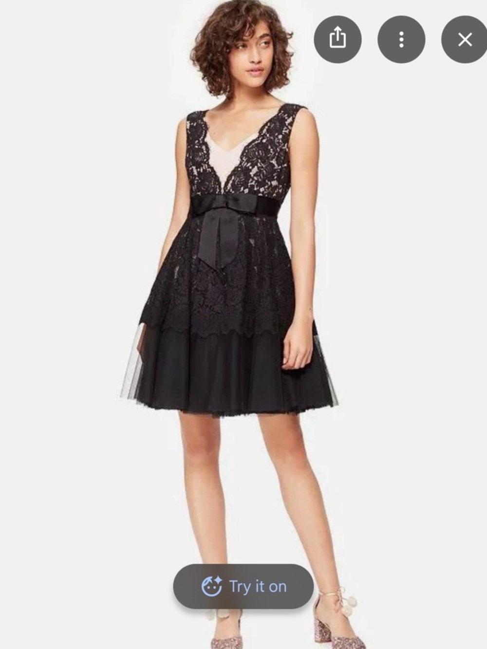 kate spade Black Lace Fit-and-Flare Mini Dress with pink Lining
